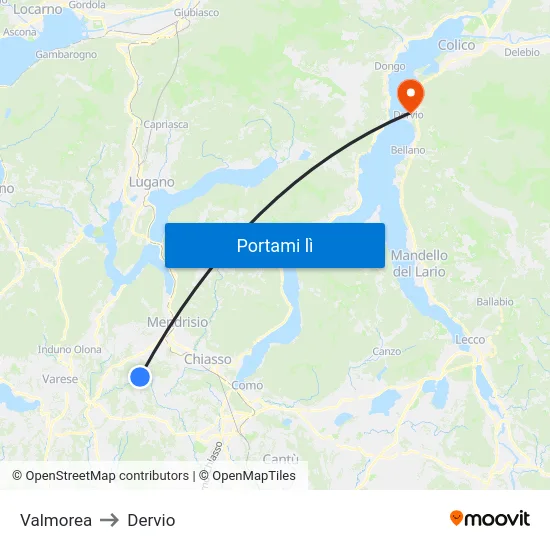 Valmorea to Dervio map
