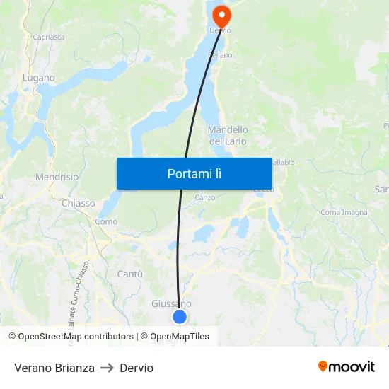 Verano Brianza to Dervio map