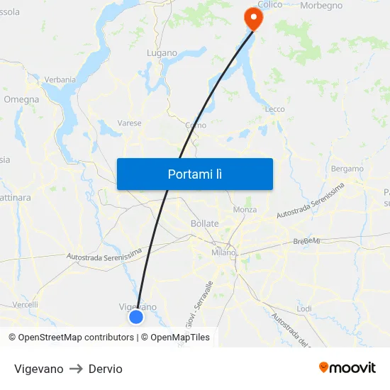 Vigevano to Dervio map