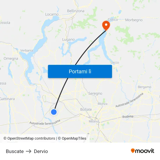 Buscate to Dervio map