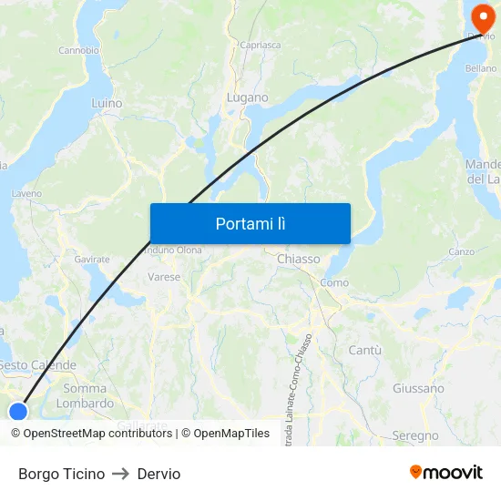 Borgo Ticino to Dervio map