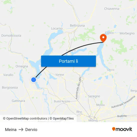 Meina to Dervio map