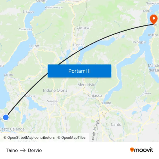 Taino to Dervio map