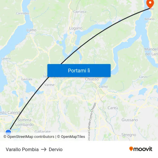 Varallo Pombia to Dervio map