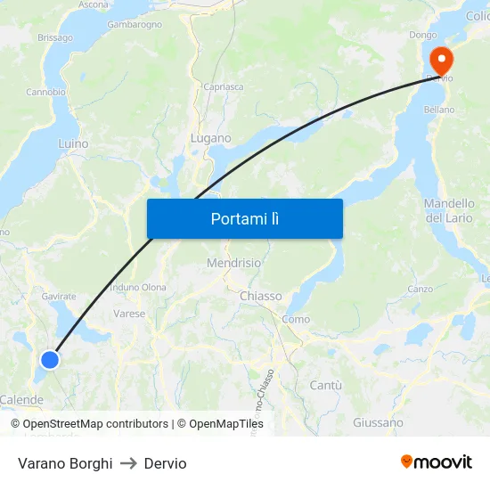 Varano Borghi to Dervio map