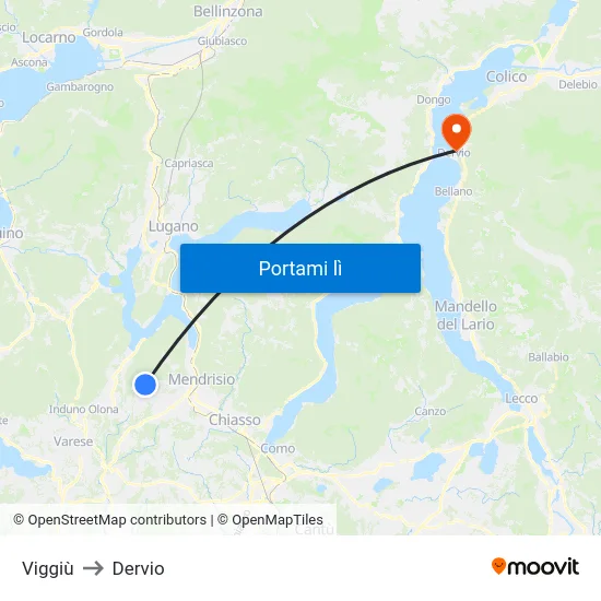 Viggiù to Dervio map