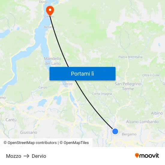 Mozzo to Dervio map
