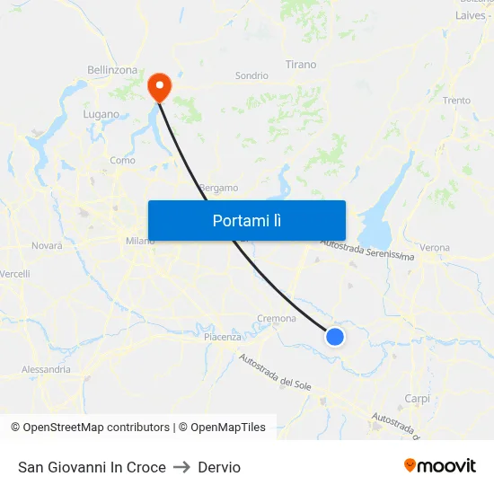San Giovanni In Croce to Dervio map