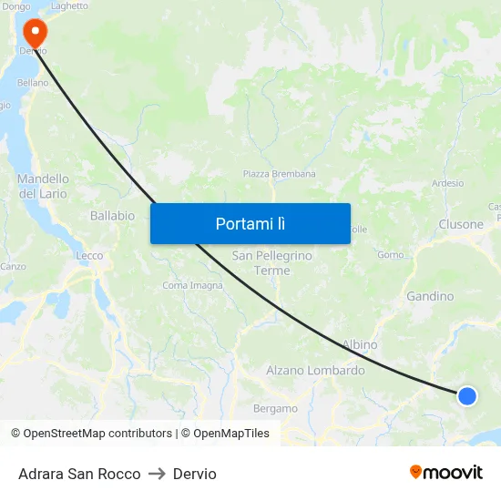 Adrara San Rocco to Dervio map