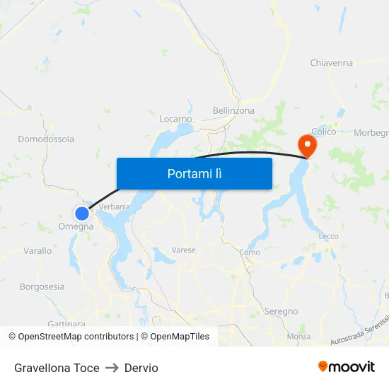 Gravellona Toce to Dervio map