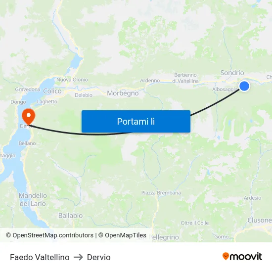 Faedo Valtellino to Dervio map