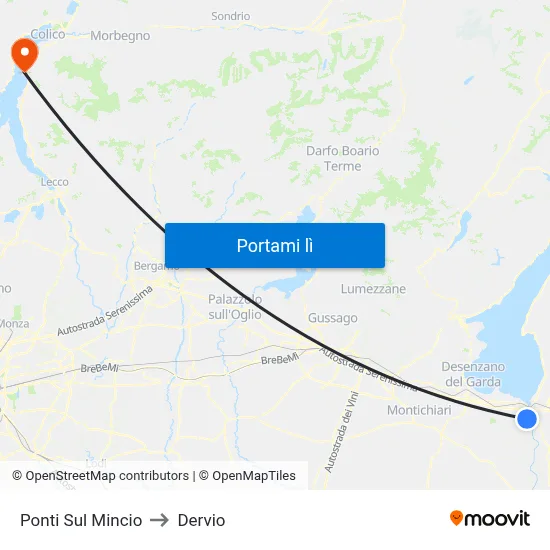 Ponti Sul Mincio to Dervio map