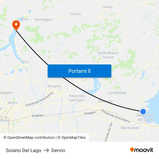 Soiano Del Lago to Dervio map