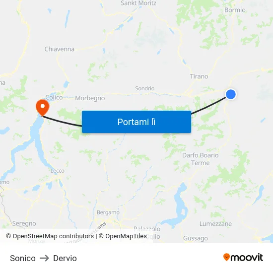 Sonico to Dervio map