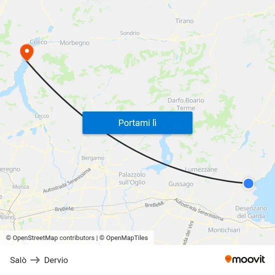 Salò to Dervio map