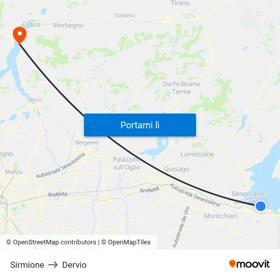 Sirmione to Dervio map