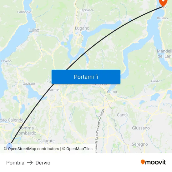 Pombia to Dervio map