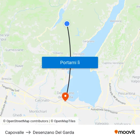 Capovalle to Desenzano Del Garda map