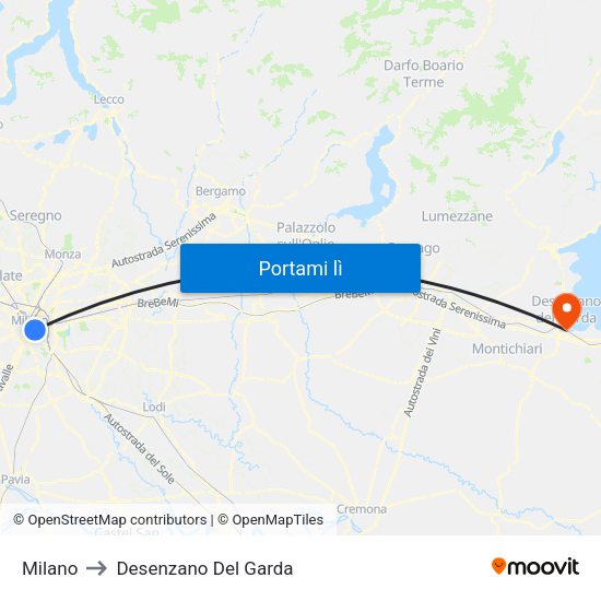 Milano to Desenzano Del Garda map