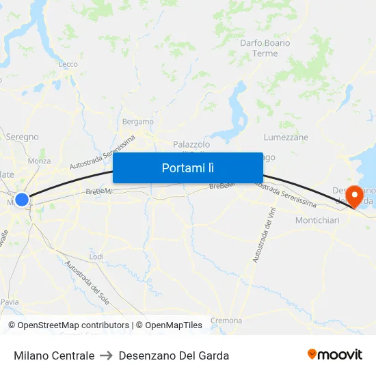 Milano Centrale to Desenzano Del Garda map