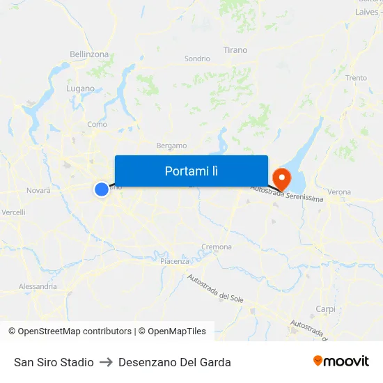 San Siro Stadio to Desenzano Del Garda map