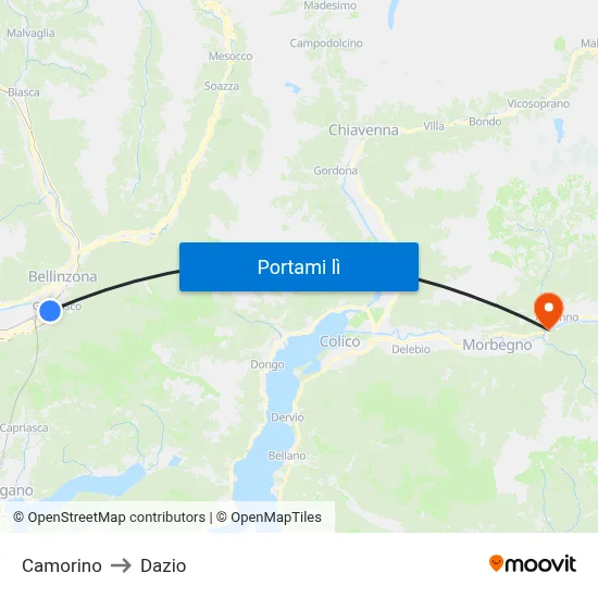 Camorino to Dazio map