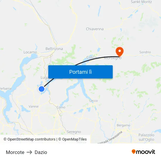 Morcote to Dazio map