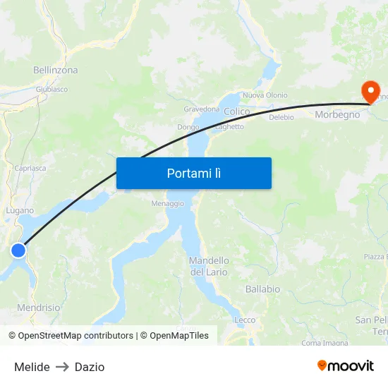 Melide to Dazio map
