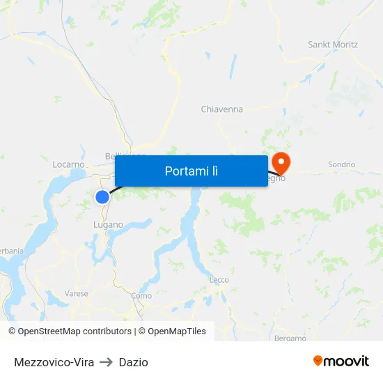 Mezzovico-Vira to Dazio map