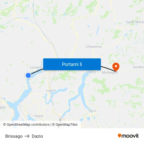 Brissago to Dazio map