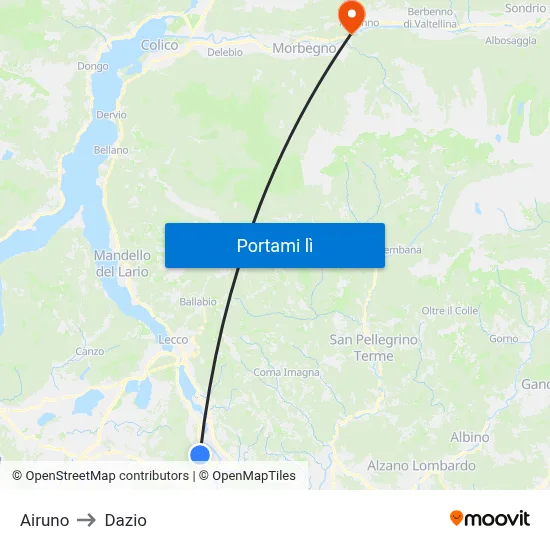 Airuno to Dazio map