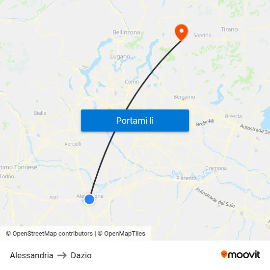 Alessandria to Dazio map