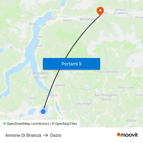Annone Di Brianza to Dazio map