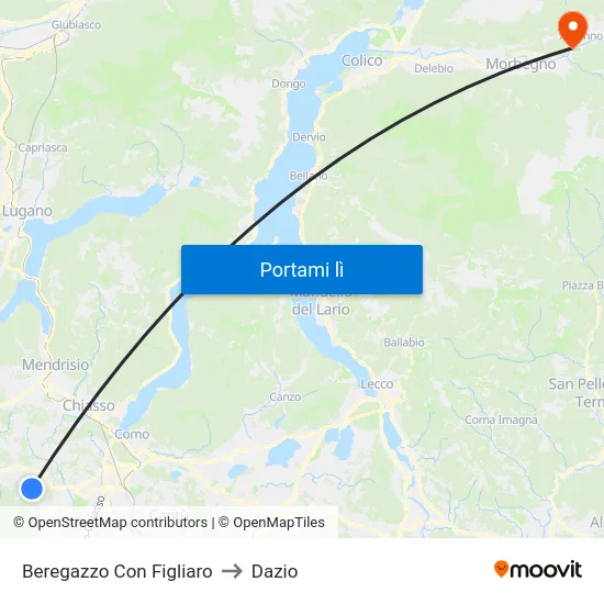 Beregazzo Con Figliaro to Dazio map