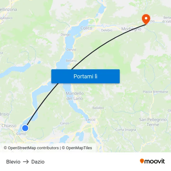 Blevio to Dazio map