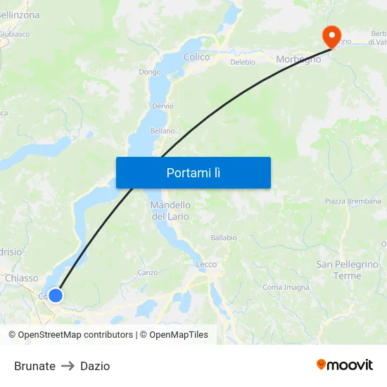 Brunate to Dazio map