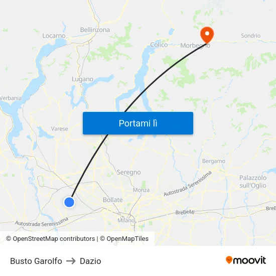 Busto Garolfo to Dazio map