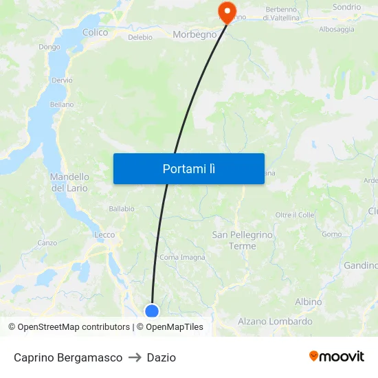 Caprino Bergamasco to Dazio map