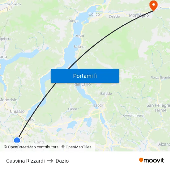 Cassina Rizzardi to Dazio map