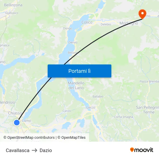 Cavallasca to Dazio map