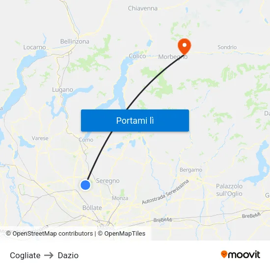 Cogliate to Dazio map