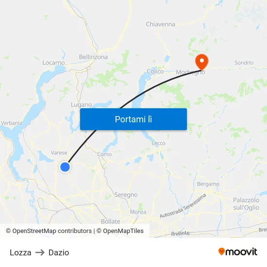 Lozza to Dazio map