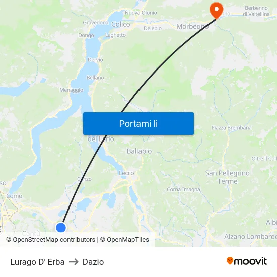 Lurago D' Erba to Dazio map