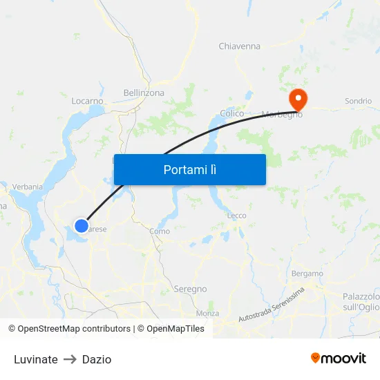 Luvinate to Dazio map