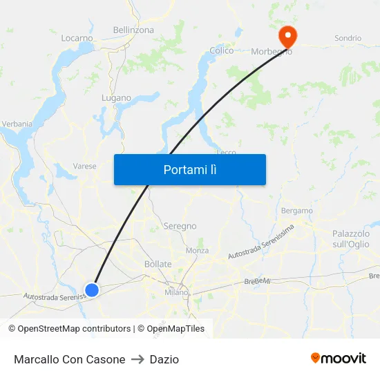 Marcallo Con Casone to Dazio map