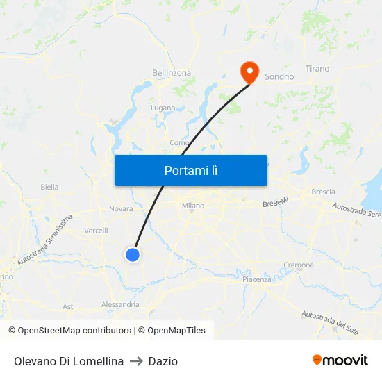 Olevano Di Lomellina to Dazio map