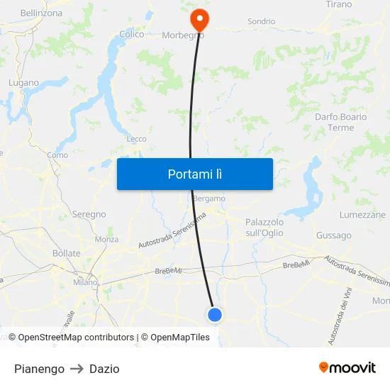 Pianengo to Dazio map