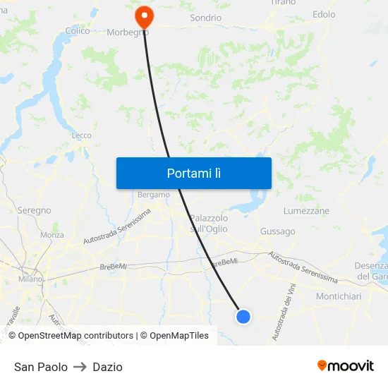 San Paolo to Dazio map