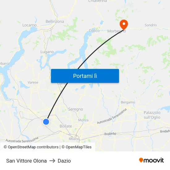 San Vittore Olona to Dazio map
