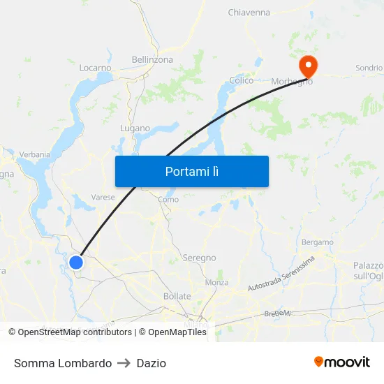 Somma Lombardo to Dazio map
